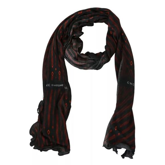 Costume National Black Red Viscose Foulard Branded Men's Scarf